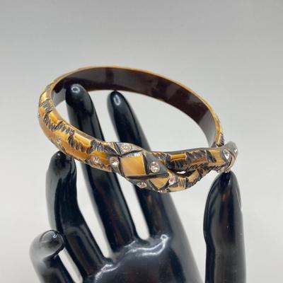 LOT 136: Vintage Jewelry - Double-headed Serpent Bracelet, Cubic Zirconia Tennis Bracelet / Earrings, Secret Compartment Key Chain,...