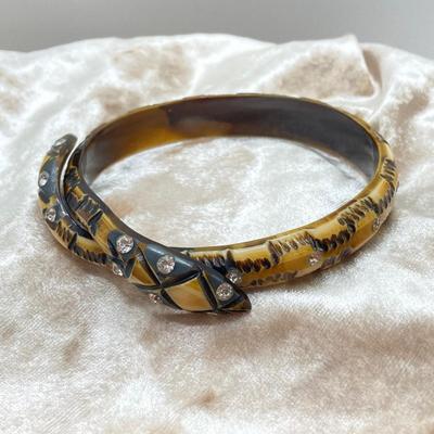 LOT 136: Vintage Jewelry - Double-headed Serpent Bracelet, Cubic Zirconia Tennis Bracelet / Earrings, Secret Compartment Key Chain,...