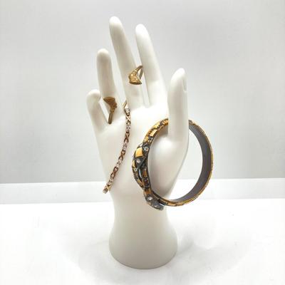 LOT 136: Vintage Jewelry - Double-headed Serpent Bracelet, Cubic Zirconia Tennis Bracelet / Earrings, Secret Compartment Key Chain,...