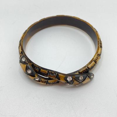 LOT 136: Vintage Jewelry - Double-headed Serpent Bracelet, Cubic Zirconia Tennis Bracelet / Earrings, Secret Compartment Key Chain,...