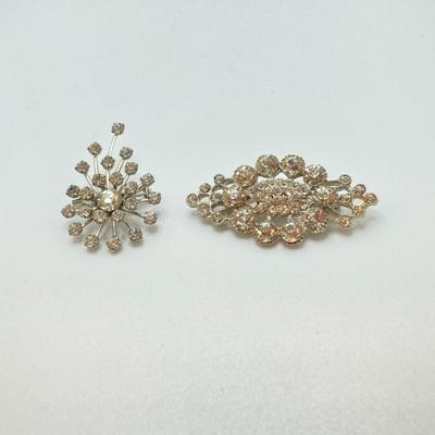 LOT 138: Eye Catching Silver Tone Brooch / Pin Collection - Monet and Rhinestone