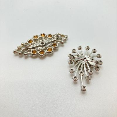 LOT 138: Eye Catching Silver Tone Brooch / Pin Collection - Monet and Rhinestone