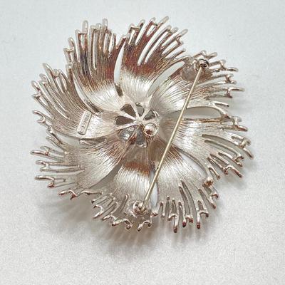 LOT 138: Eye Catching Silver Tone Brooch / Pin Collection - Monet and Rhinestone