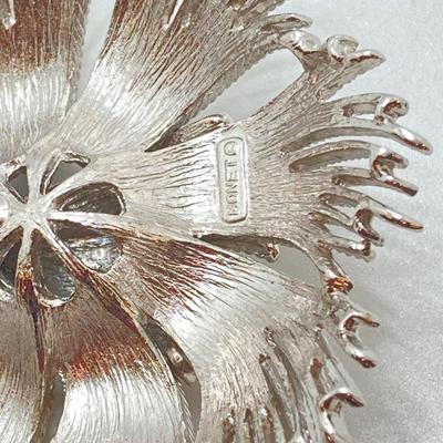 LOT 138: Eye Catching Silver Tone Brooch / Pin Collection - Monet and Rhinestone