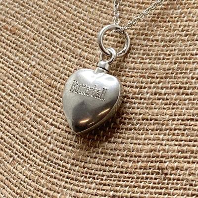 LOT 142: Sterling Silver Heart Shaped Monogrammed "Butterball" Pendant Urn Necklace and Silver Tone Pegusus Pendant with...