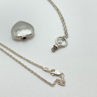 LOT 142: Sterling Silver Heart Shaped Monogrammed "Butterball" Pendant Urn Necklace and Silver Tone Pegusus Pendant with...