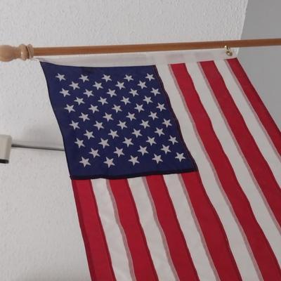 American Flag with Wooden Pole