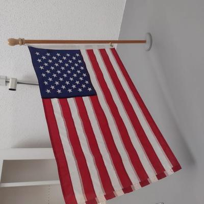 American Flag with Wooden Pole