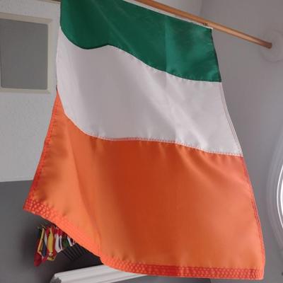 Irish Flag with Wooden Pole
