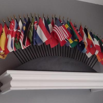International Mini Flags in 35 Hole Desk Stand