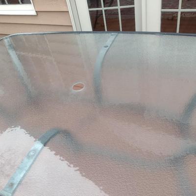 Metal Framed and Glass Top Patio Table 6'