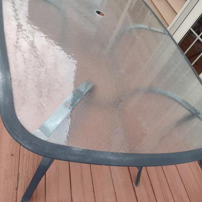 Metal Framed and Glass Top Patio Table 6'