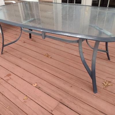 Metal Framed and Glass Top Patio Table 6'