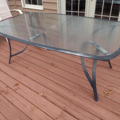 Metal Framed and Glass Top Patio Table 6'