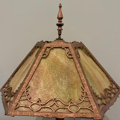 Art Nouveau Slag Glass Table Lamp (EC-SF)