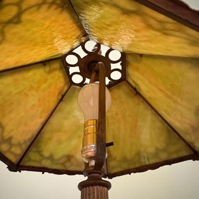 Art Nouveau Slag Glass Table Lamp (EC-SF)