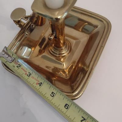 Pair of Vintage Brass Candle Platters with Snuffer Caps