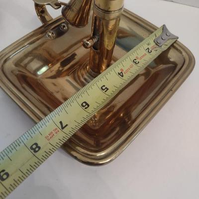 Pair of Vintage Brass Candle Platters with Snuffer Caps