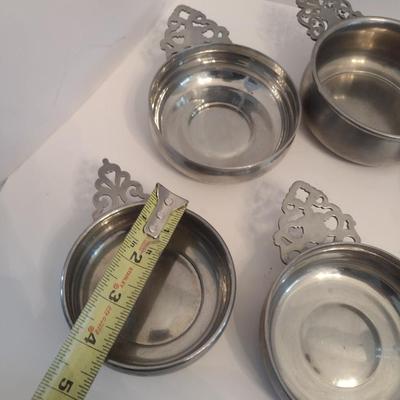 Collection of Pewter Porridge Bowls Various Sizes and Makers