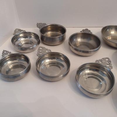 Collection of Pewter Porridge Bowls Various Sizes and Makers