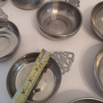 Collection of Pewter Porridge Bowls Various Sizes and Makers