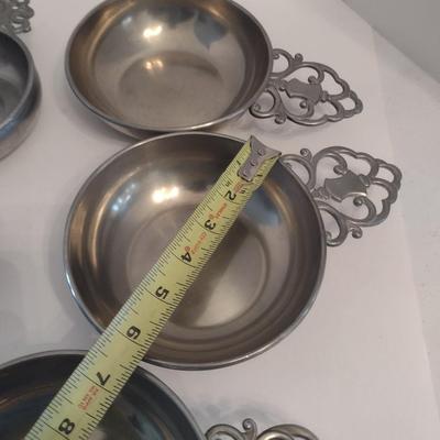 Collection of Pewter Porridge Bowls Various Sizes and Makers