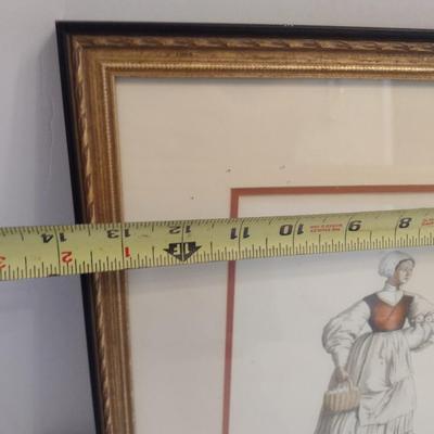 Framed Hand Colored Print "Peasant Woman of France by Chevignard