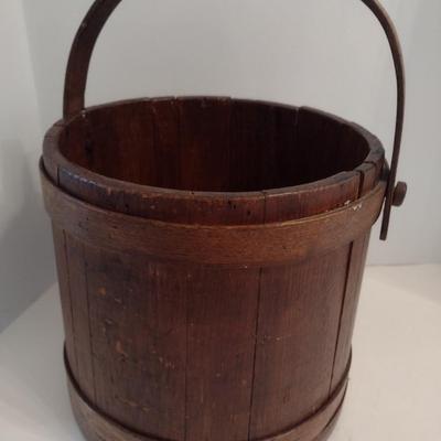 Antique Oak Slat Firkin Bucket