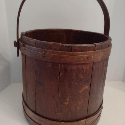 Antique Oak Slat Firkin Bucket