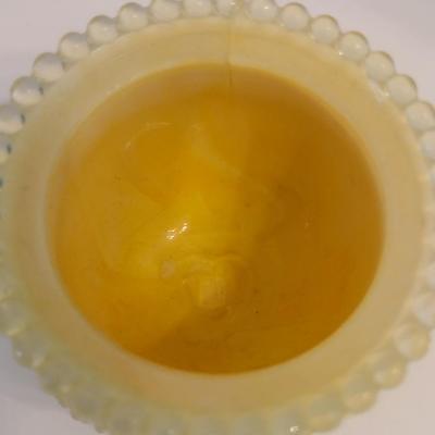 Pair of Rare Degenhart Glass Blue Toothpick Holder and Yellow Witches Pot Toothpick Holder