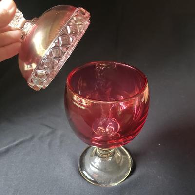 R&B Candlesticks, St. Regis Pot and Ruby Stained Apothecary Jar (D-KD)