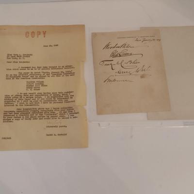 Woodrow Wilson Signature et, al. Historical Document for the January 29, 1919 Paris, France American Commission to Negotiate Peace