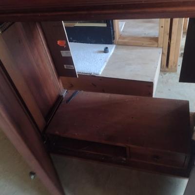 Bob Timberlake Cherry Wood Finish Two Piece Armoire and Media Cabinet with Added Granite Slab Topper