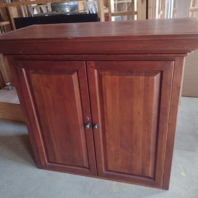 Bob Timberlake Cherry Wood Finish Two Piece Armoire and Media Cabinet with Added Granite Slab Topper