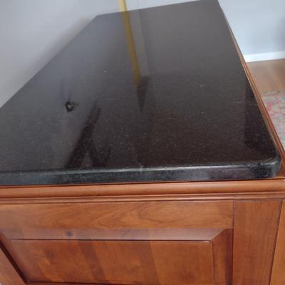 Bob Timberlake Cherry Wood Finish Two Piece Armoire and Media Cabinet with Added Granite Slab Topper