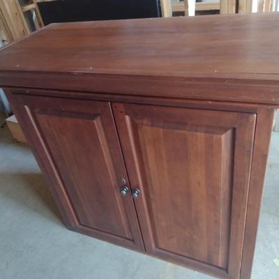 Bob Timberlake Cherry Wood Finish Two Piece Armoire and Media Cabinet with Added Granite Slab Topper