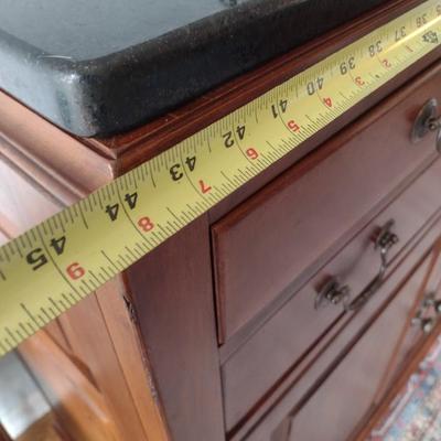 Bob Timberlake Cherry Wood Finish Two Piece Armoire and Media Cabinet with Added Granite Slab Topper