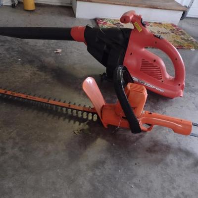 Black & Decker 16" Battery Operated Hedge Trimmer and Leaf Blower with Battery and Charger