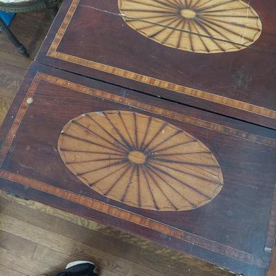 Antique Wood Inlay Vanity w/ Cane Seat Chair (B1-BBL)