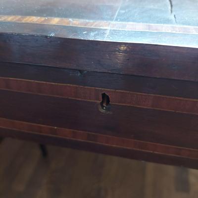 Antique Wood Inlay Vanity w/ Cane Seat Chair (B1-BBL)