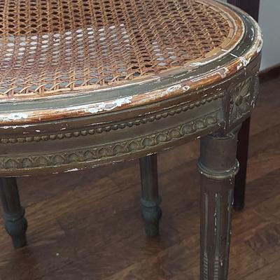 Antique Wood Inlay Vanity w/ Cane Seat Chair (B1-BBL)