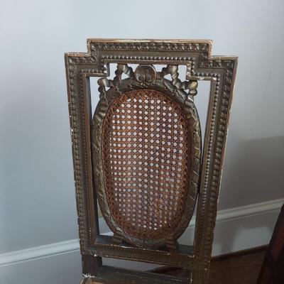 Antique Wood Inlay Vanity w/ Cane Seat Chair (B1-BBL)