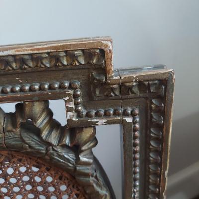 Antique Wood Inlay Vanity w/ Cane Seat Chair (B1-BBL)