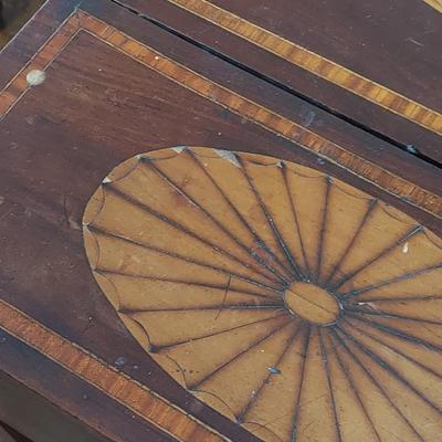 Antique Wood Inlay Vanity w/ Cane Seat Chair (B1-BBL)