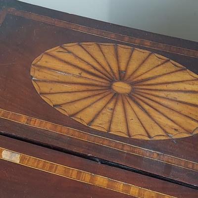 Antique Wood Inlay Vanity w/ Cane Seat Chair (B1-BBL)