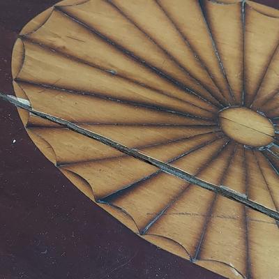 Antique Wood Inlay Vanity w/ Cane Seat Chair (B1-BBL)