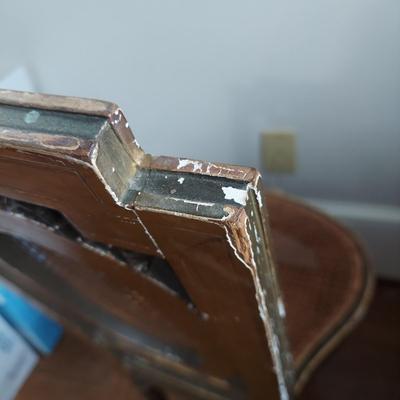 Antique Wood Inlay Vanity w/ Cane Seat Chair (B1-BBL)