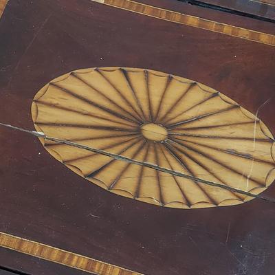 Antique Wood Inlay Vanity w/ Cane Seat Chair (B1-BBL)