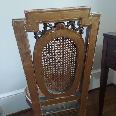 Antique Wood Inlay Vanity w/ Cane Seat Chair (B1-BBL)