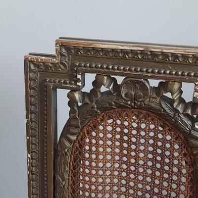 Antique Wood Inlay Vanity w/ Cane Seat Chair (B1-BBL)